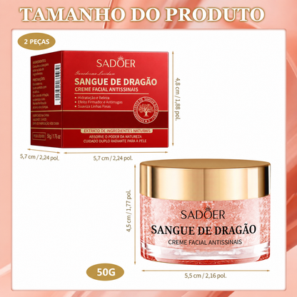 Creme Facial Antissinais Sangue de Dragão SADOER 2x1
